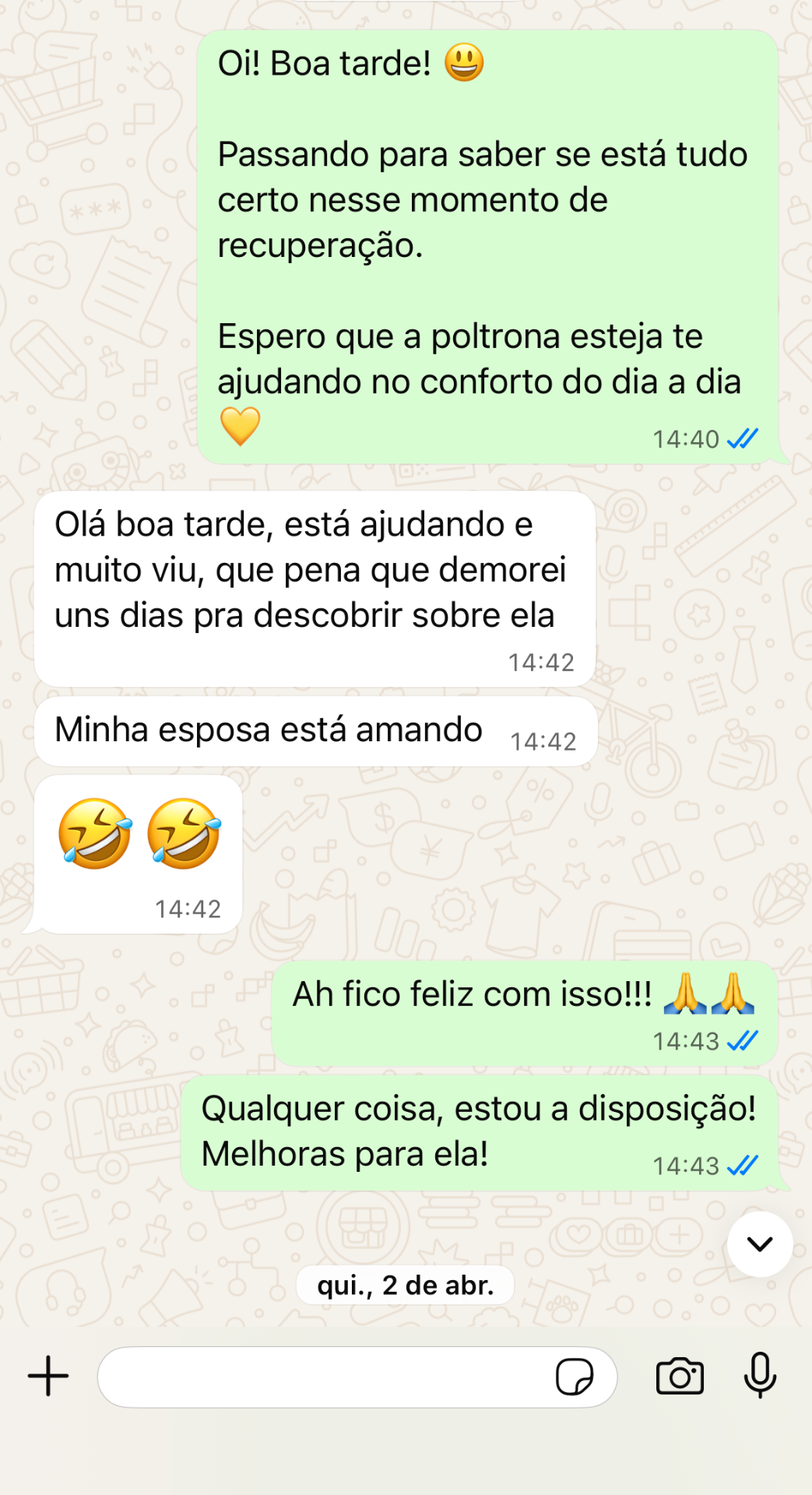 Feedback de Fernando Godoy no WhatsApp